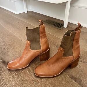 NWOT Anthropologie 37/6.5 Brown Leather Ankle boot Sock boot